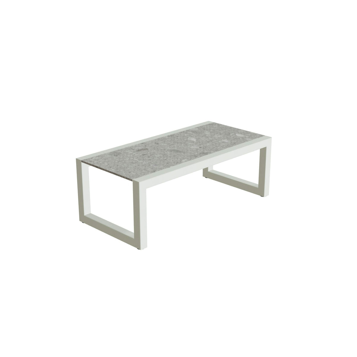 Royal Botania Ninix Lounge Tisch 40T – weiß · Keramik grau gemustert (Ceppo Dolomitica)