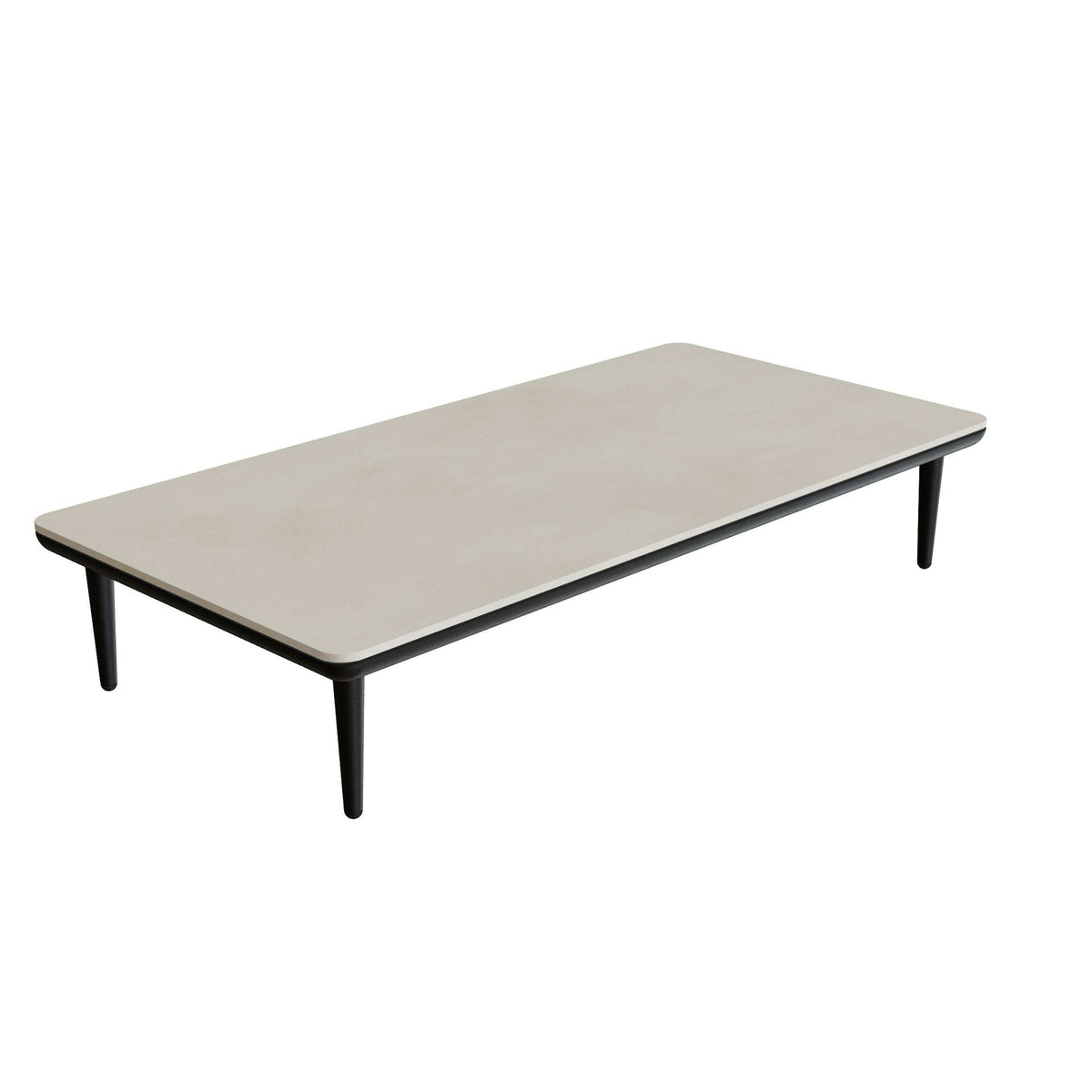 Royal Botania Styletto Lounge Tisch 144 x 72 cm – bronze · Keramik zementgrau (Cemento Luminoso)