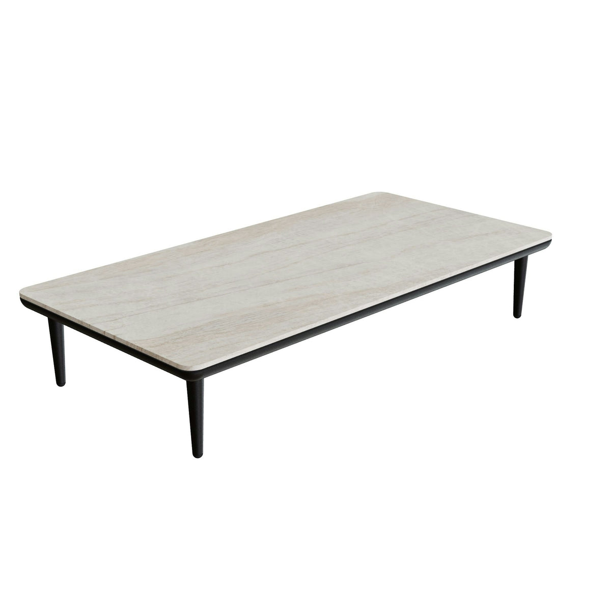Royal Botania Styletto Lounge Tisch 144 x 72 cm – bronze · Keramik grau-braun geädert (Strato Quartz)
