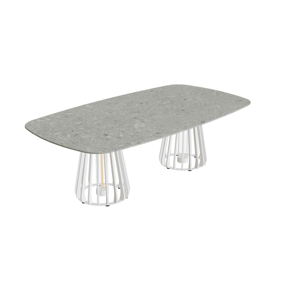 Royal Botania Furniz Tisch oval 220 x 120 cm – niedriger Esstisch, H 67 cm · pebble · Keramik grau gemustert (Ceppo Dolomitica)