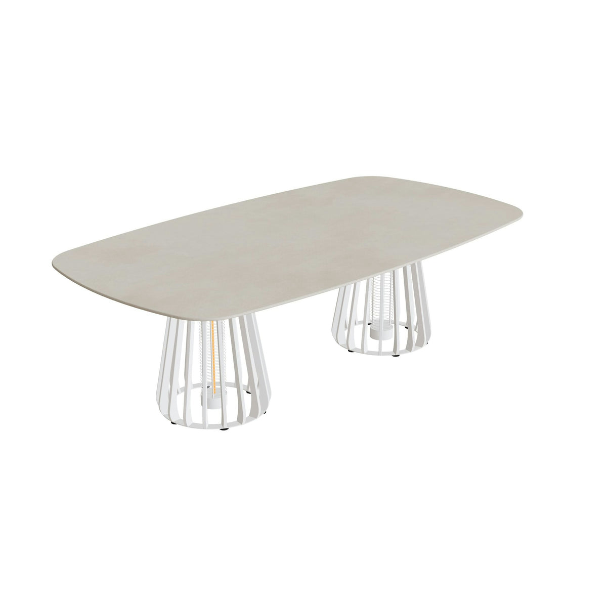 Royal Botania Furniz Tisch oval 220 x 120 cm – niedriger Esstisch, H 67 cm · pebble · Keramik zementgrau (Cemento Luminoso)