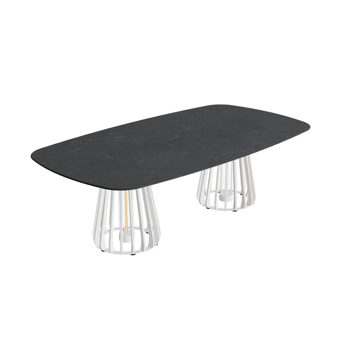 Royal Botania Furniz Tisch oval 220 x 120 cm – niedriger Esstisch, H 67 cm · pebble · Keramik schwarz geädert (Nero Marquina)