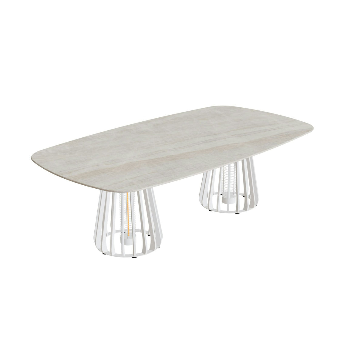 Royal Botania Furniz Tisch oval 220 x 120 cm – niedriger Esstisch, H 67 cm · pebble · Keramik grau-braun geädert (Strato Quartz)