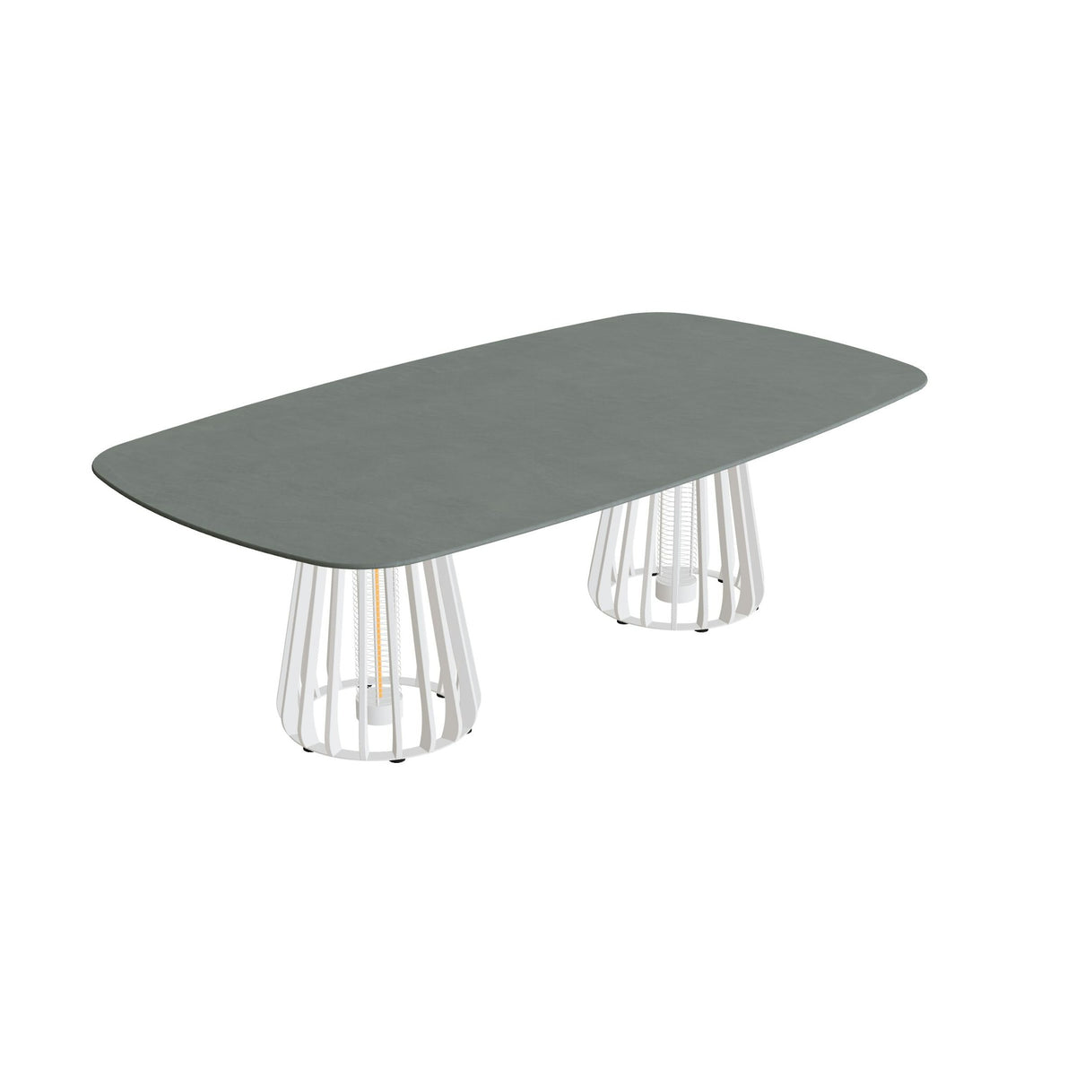 Royal Botania Furniz Tisch oval 220 x 120 cm – niedriger Esstisch, H 67 cm · pebble · Keramik steingrün (Verdezza Amazon)