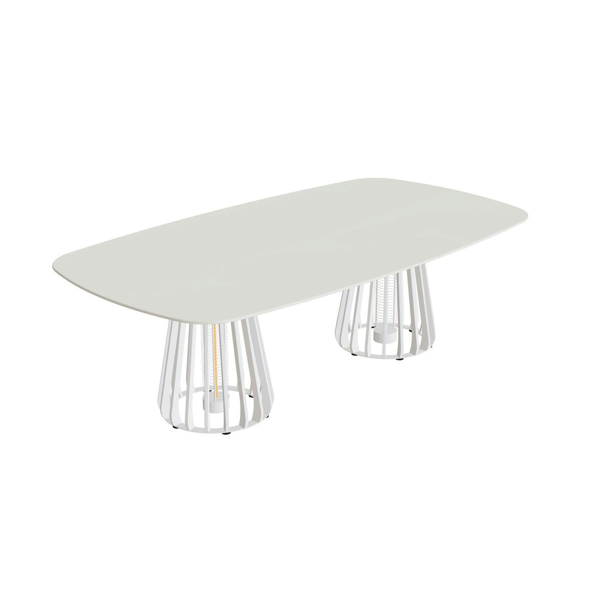 Royal Botania Furniz Tisch oval 220 x 120 cm – niedriger Esstisch, H 67 cm · pebble · Keramik weiß (white)