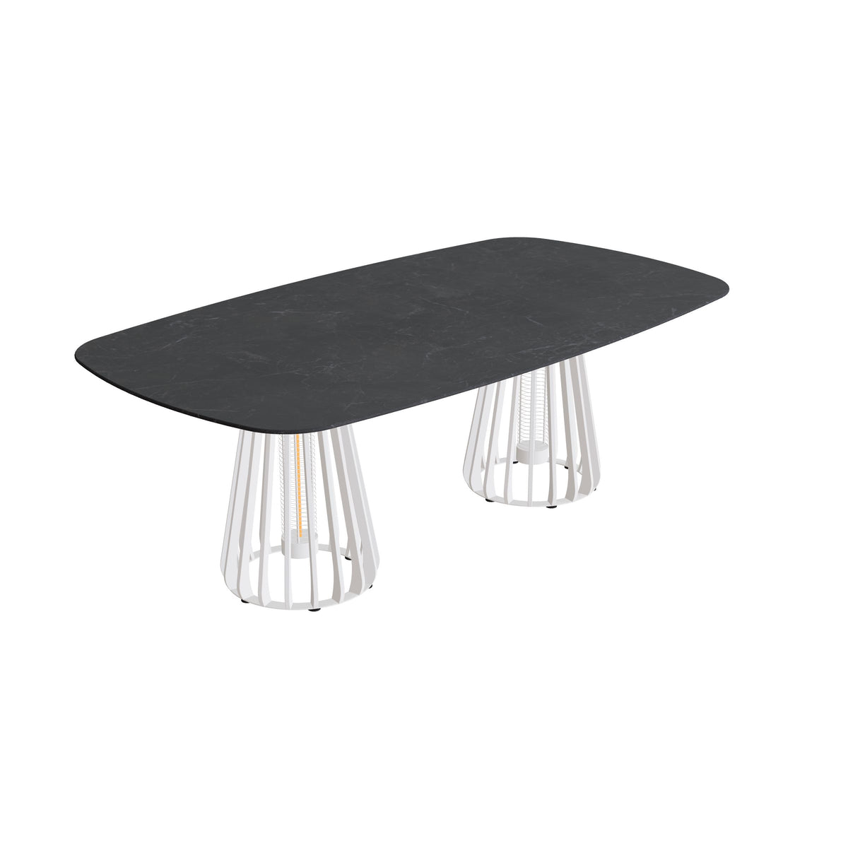 Royal Botania Furniz Tisch oval 220 x 120 cm, Esstisch, Gestell pebble, Keramik schwarz geädert (Nero Marquina)