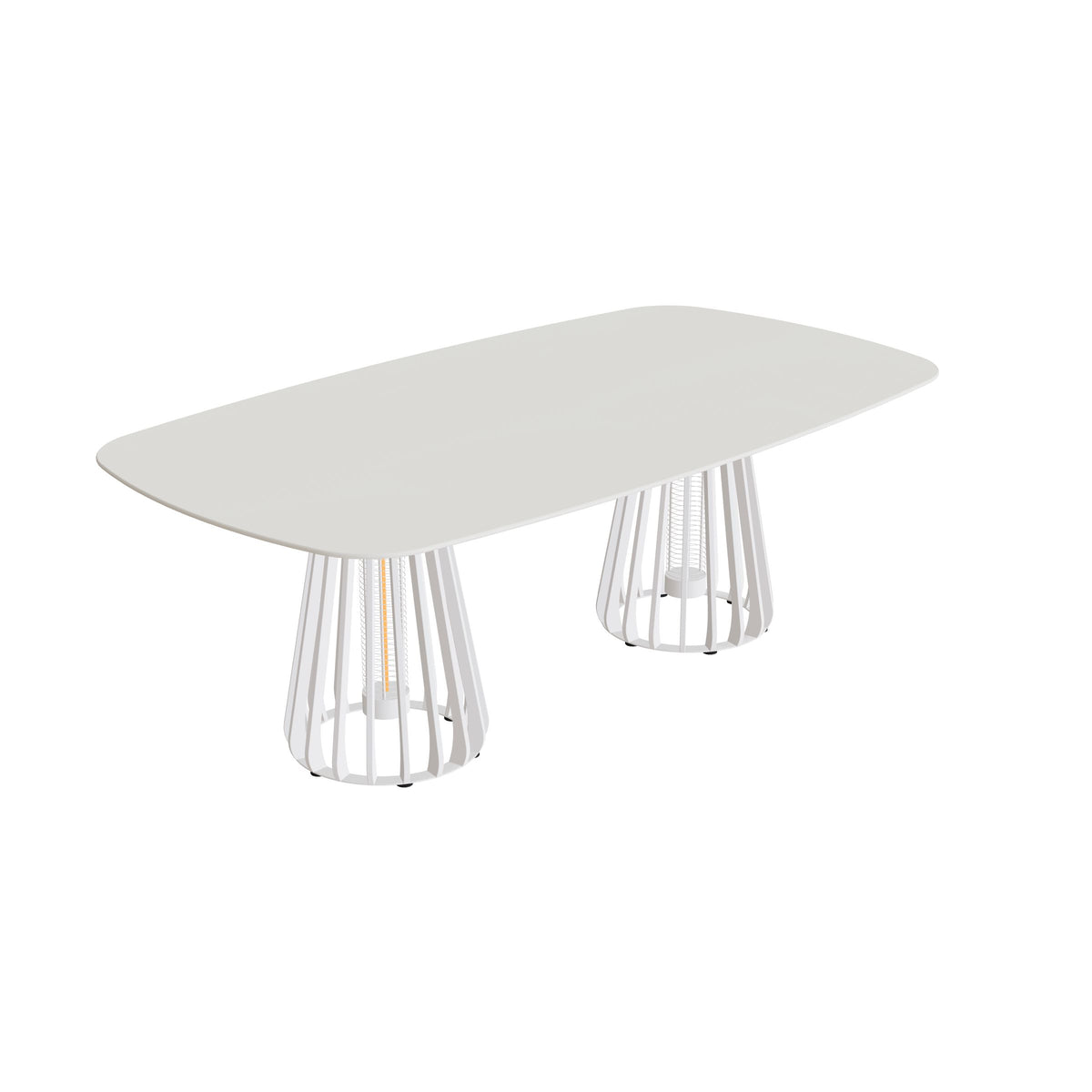 Royal Botania Furniz Tisch oval 220 x 120 cm, Esstisch, Gestell pebble, Keramik weiß (white)
