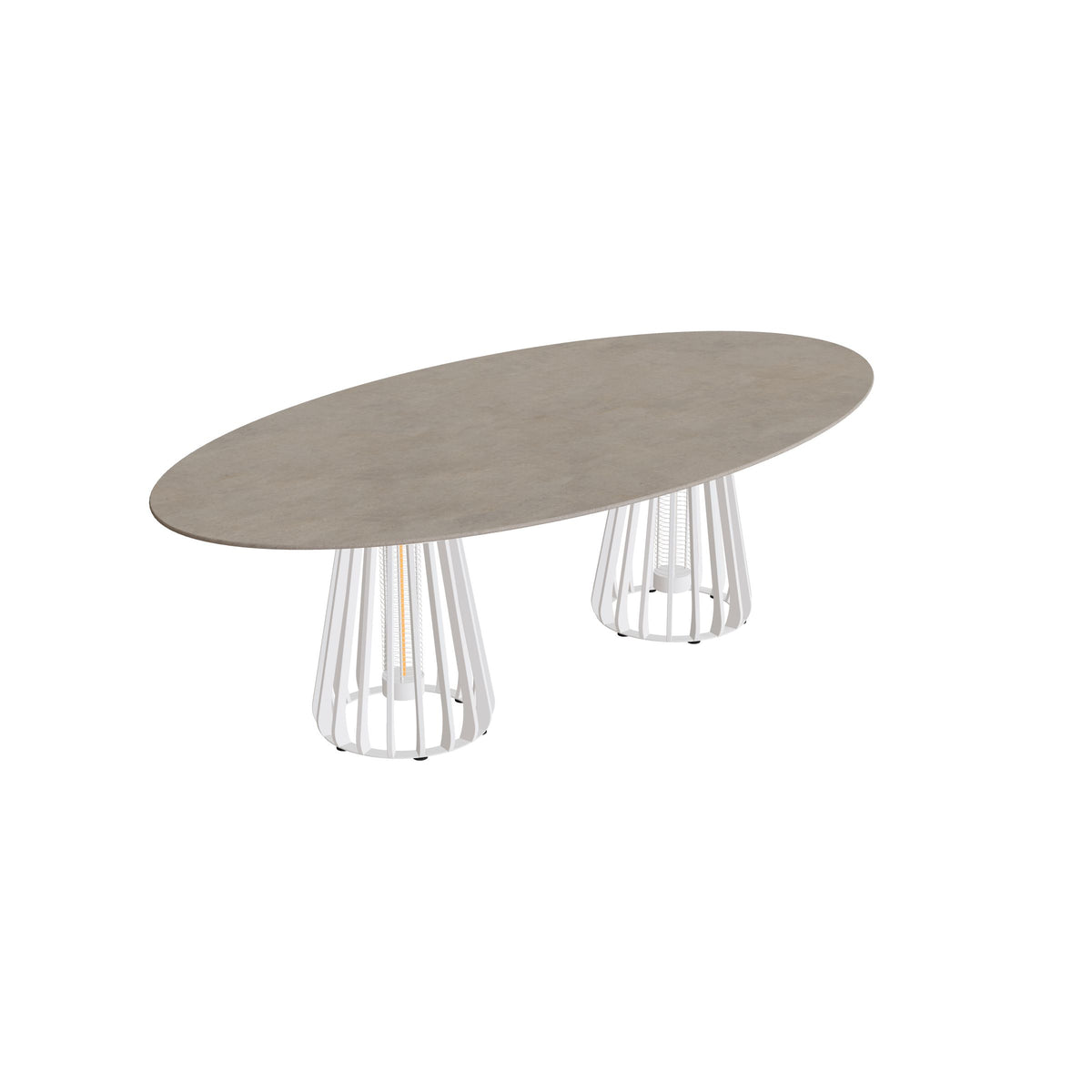 Royal Botania Furniz Tisch Ellipse 250 x 130 cm, Esstisch, Gestell pebble, Keramik graubraun (Terra Sabbia)