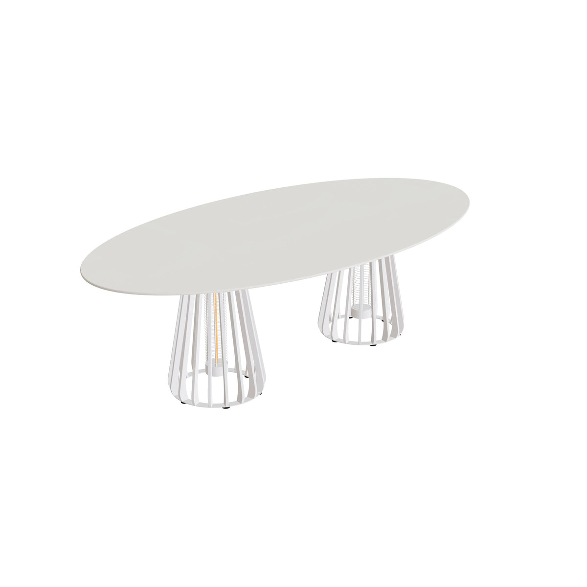 Royal Botania Furniz Tisch Ellipse 250 x 130 cm, Esstisch, Gestell pebble, Keramik weiß (white)
