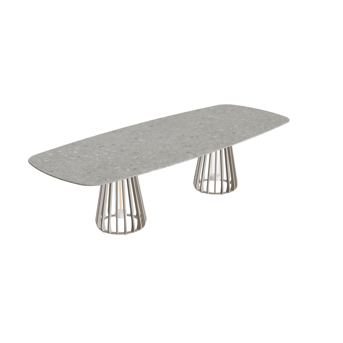 Royal Botania Furniz Tisch oval 300 x 120 cm, Esstisch, Gestell pebble, Keramik grau gemustert (Ceppo Dolomitica)