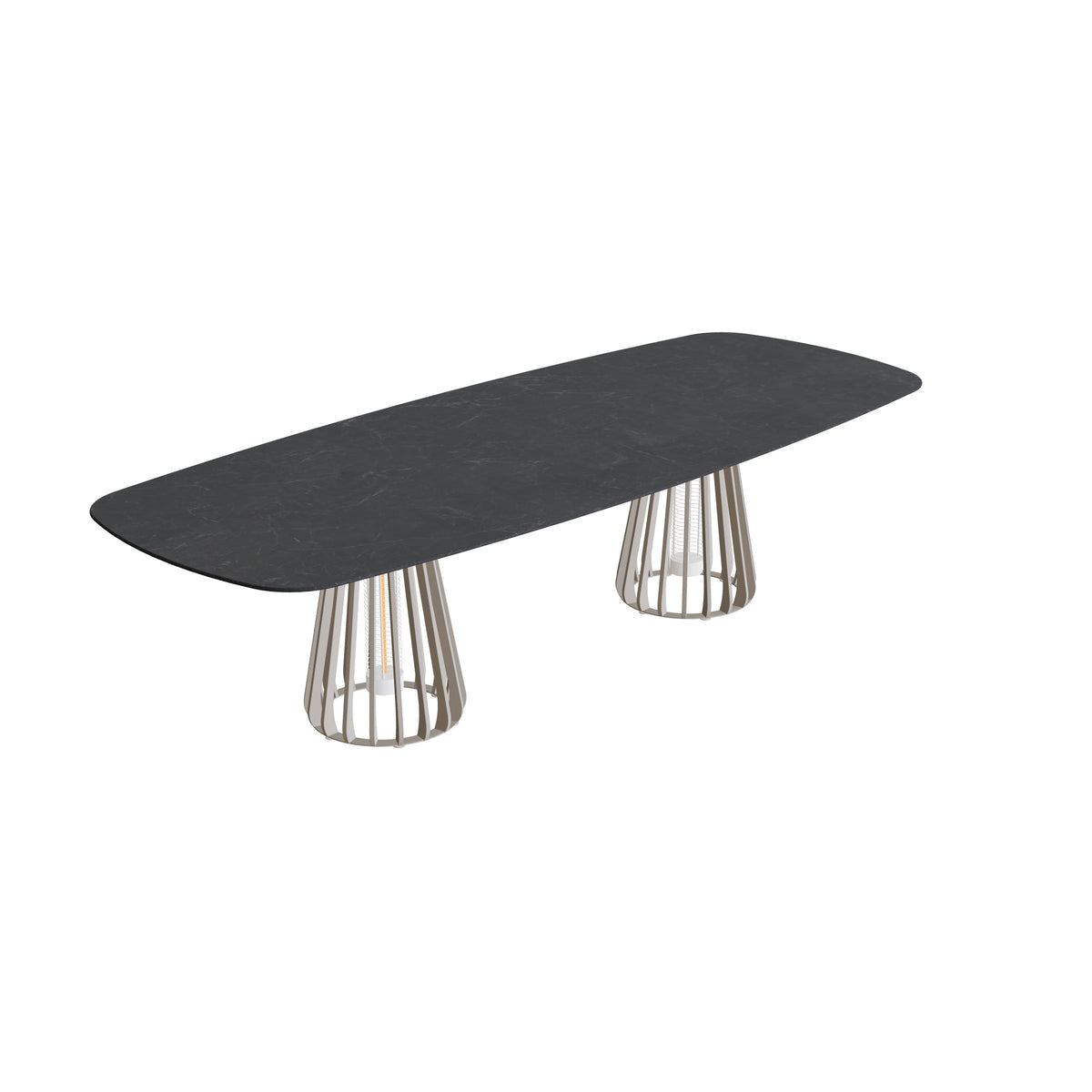 Royal Botania Furniz Tisch oval 300 x 120 cm, Esstisch, Gestell pebble, Keramik schwarz geädert (Nero Marquina)