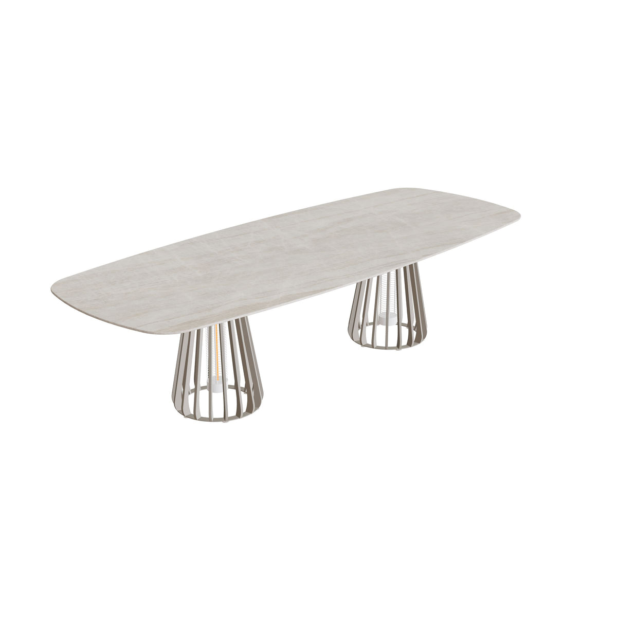 Royal Botania Furniz Tisch oval 300 x 120 cm, Esstisch, Gestell pebble, Keramik grau-braun geädert (Strato Quartz)