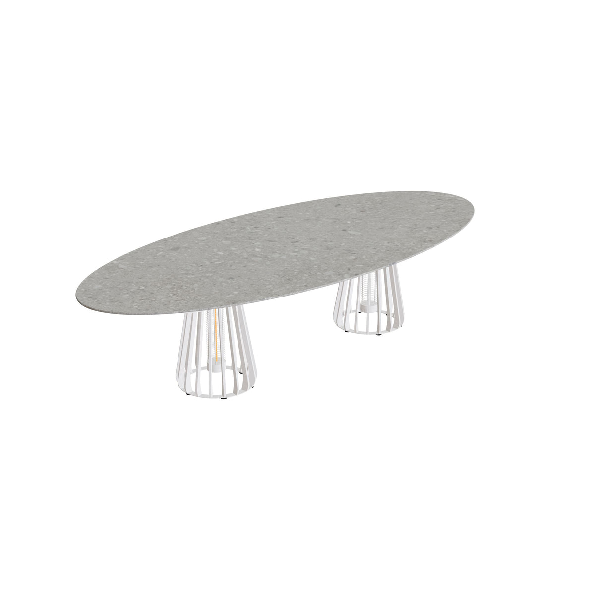 Royal Botania Furniz Tisch Ellipse 320 x 140 cm, Esstisch, Gestell pebble, Keramik grau gemustert (Ceppo Dolomitica)