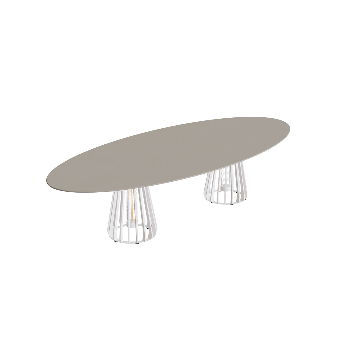 Royal Botania Furniz Tisch Ellipse 320 x 140 cm, Esstisch, Gestell pebble, Keramik perlgrau (Pearl Grey)