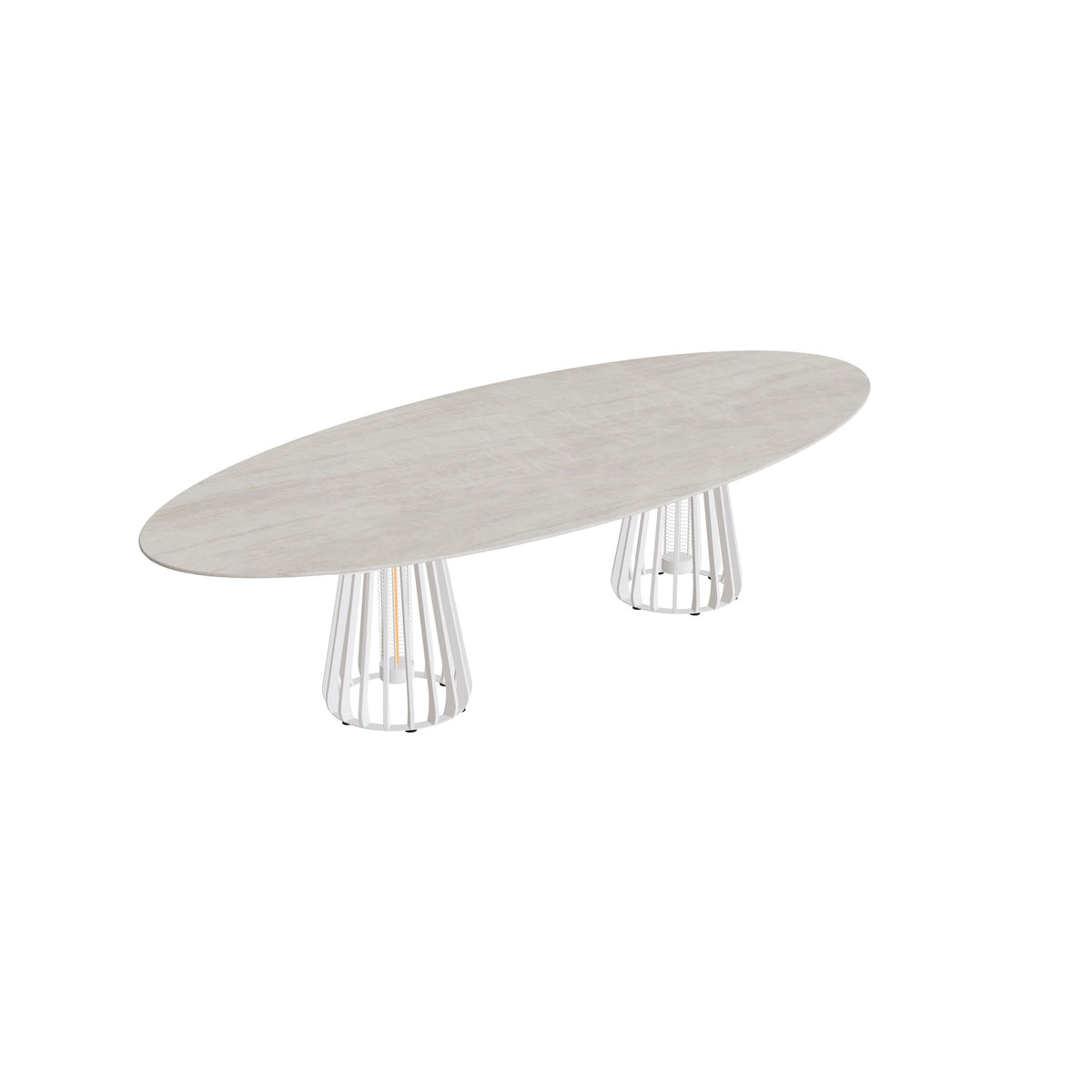 Royal Botania Furniz Tisch Ellipse 320 x 140 cm, Esstisch, Gestell pebble, Keramik grau-braun geädert (Strato Quartz)