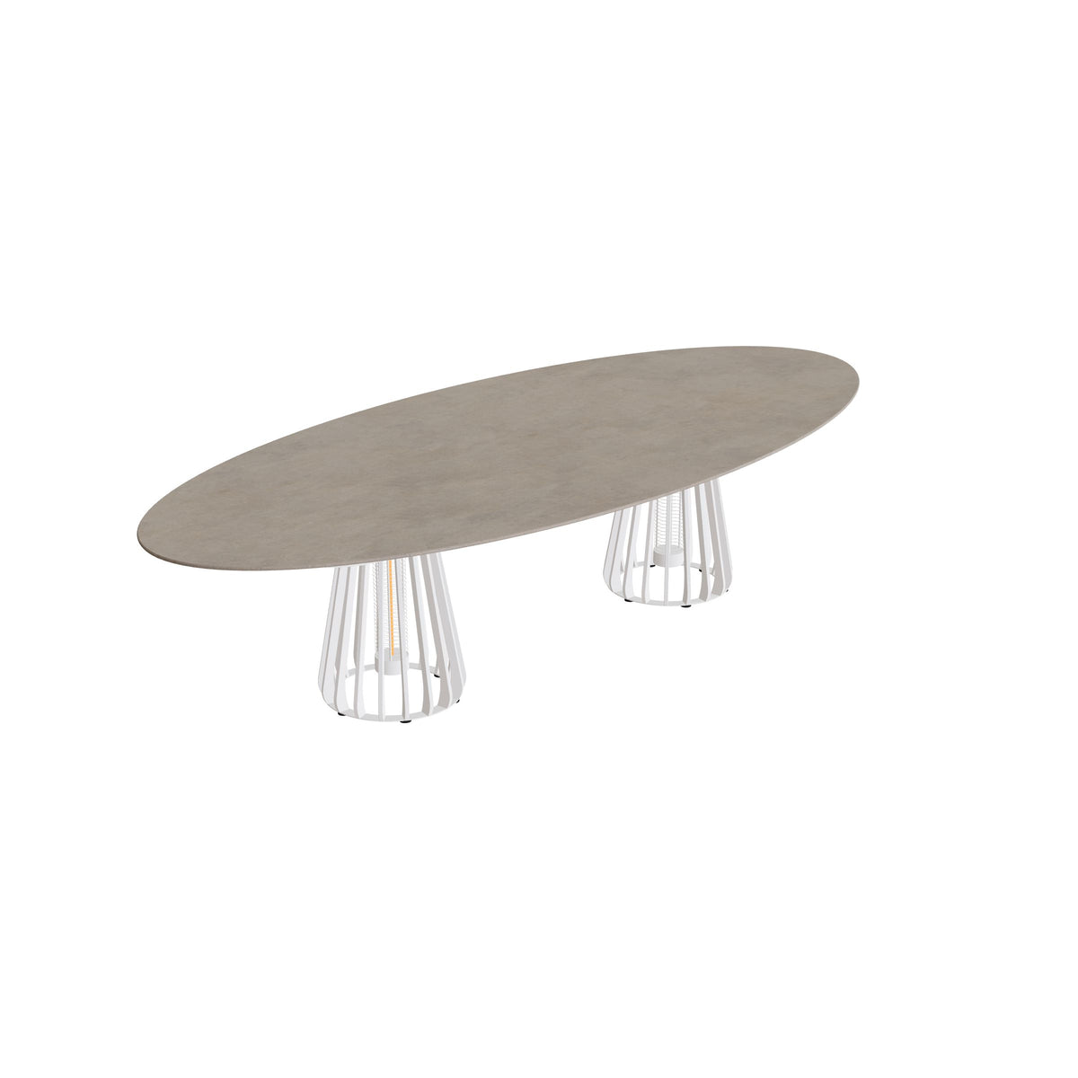 Royal Botania Furniz Tisch Ellipse 320 x 140 cm, Esstisch, Gestell pebble, Keramik graubraun (Terra Sabbia)