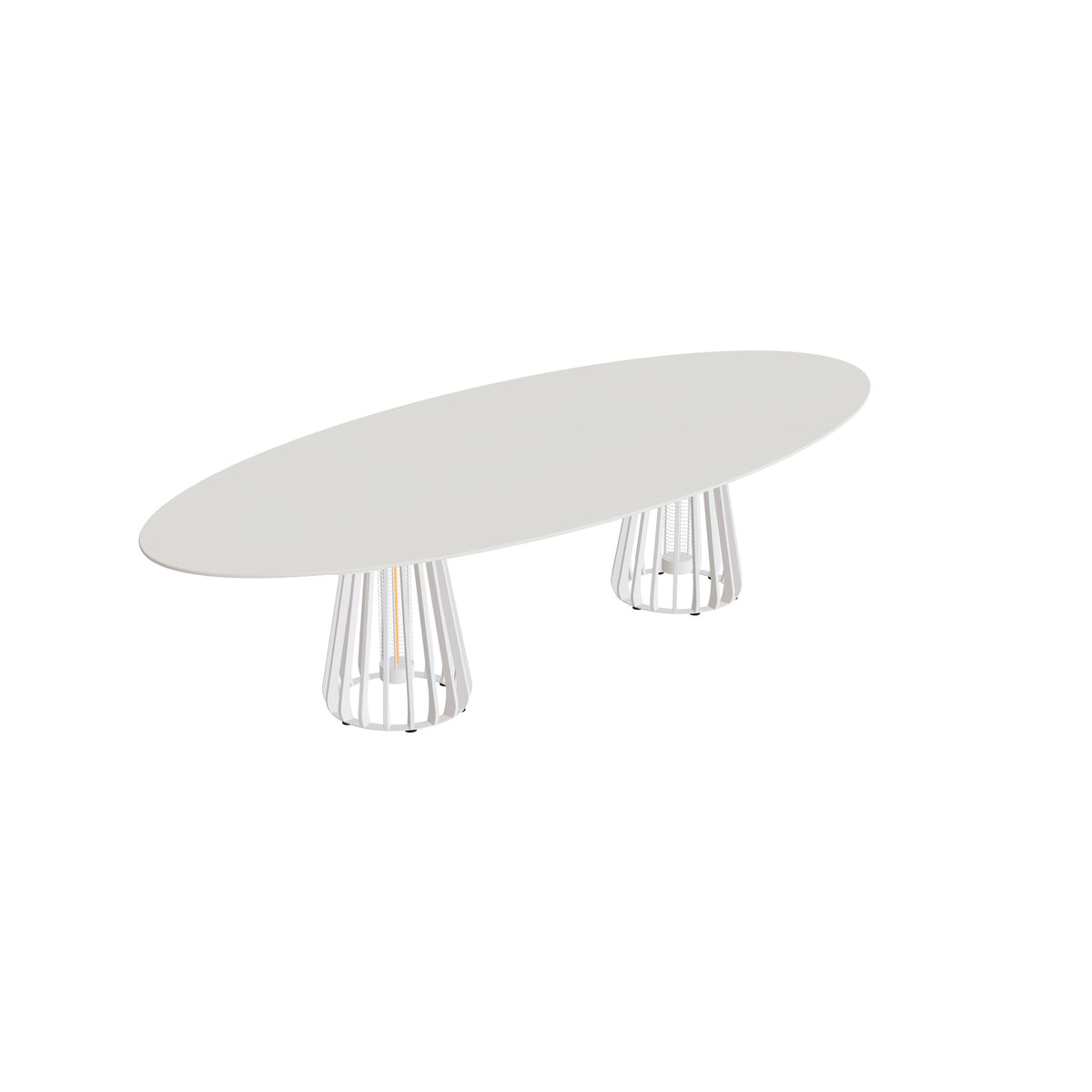 Royal Botania Furniz Tisch Ellipse 320 x 140 cm, Esstisch, Gestell pebble, Keramik weiß (white)