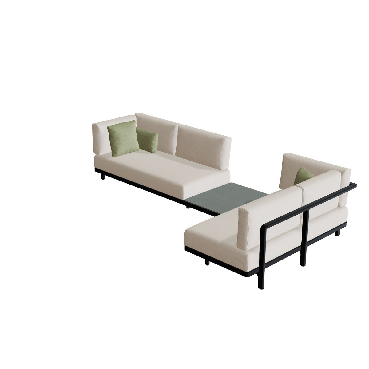 Royal Botania Alura Lounge Set 13 Anordnung A, Gestell anthrazit, Bespannung schwarz