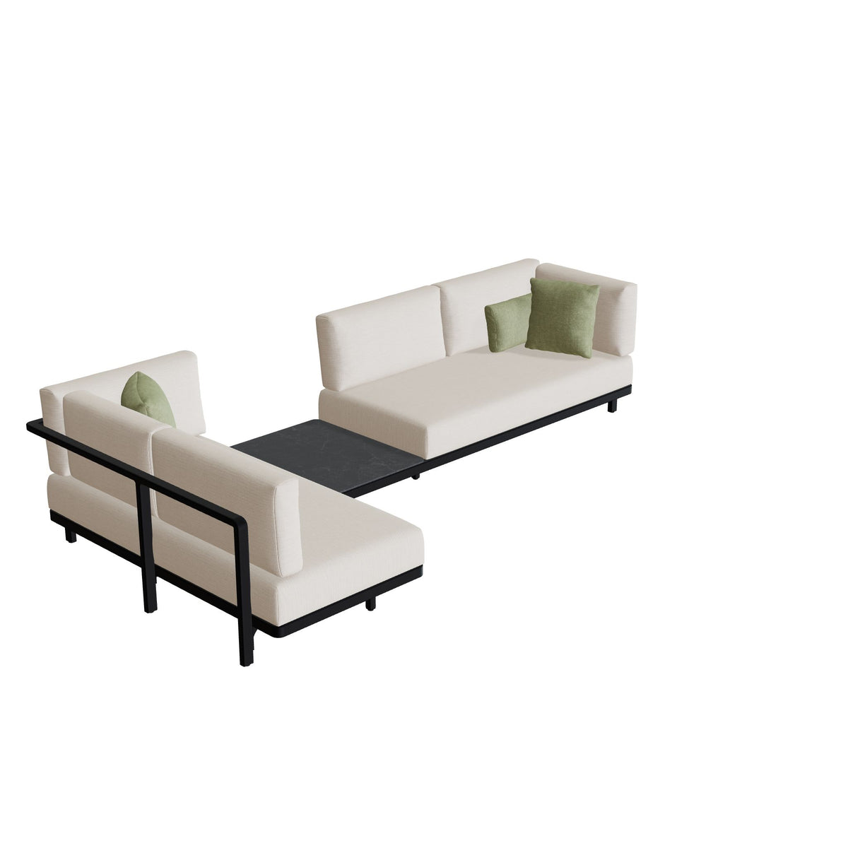 Royal Botania Alura Lounge Set 13 Anordnung B, Gestell anthrazit, Bespannung schwarz