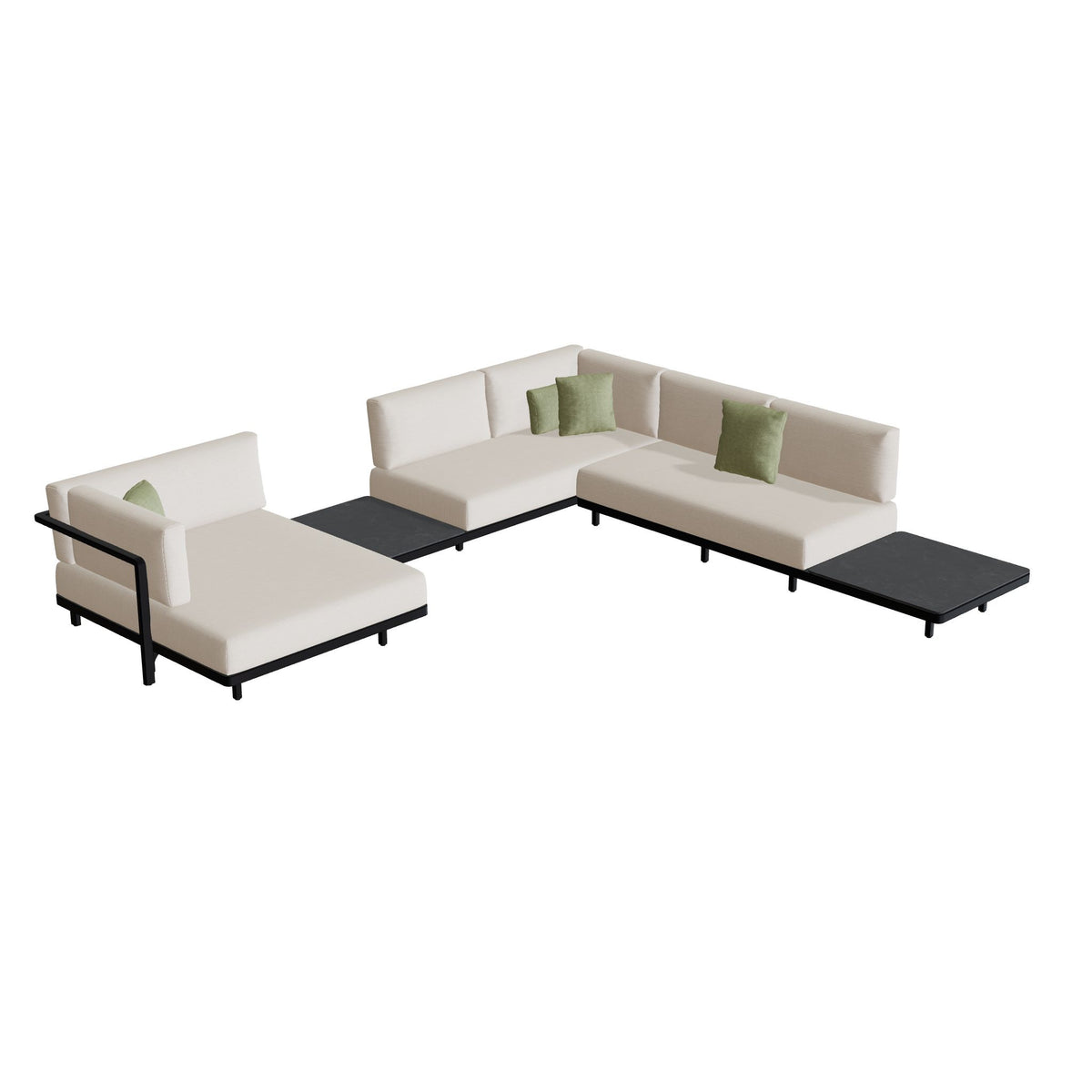 Royal Botania Alura Lounge Set 17 Anordnung B, Gestell anthrazit, Bespannung schwarz