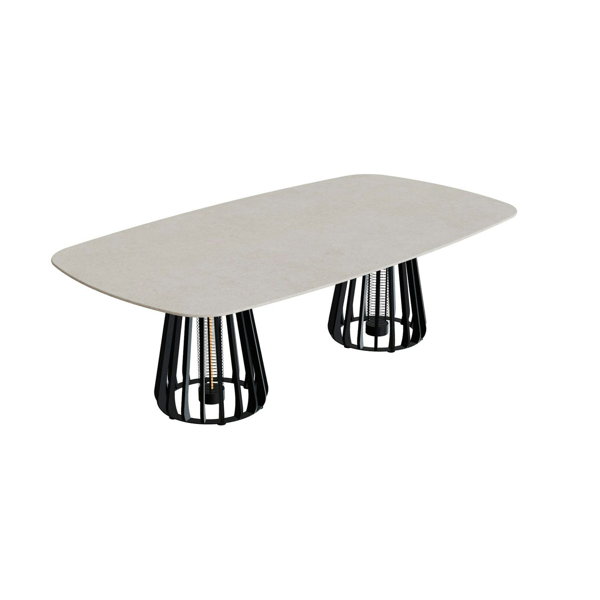 Royal Botania Furniz Tisch oval 220 x 120 cm – niedriger Esstisch, H 67 cm · anthrazit · Keramik grau gesprenkelt (Sienna Arena)