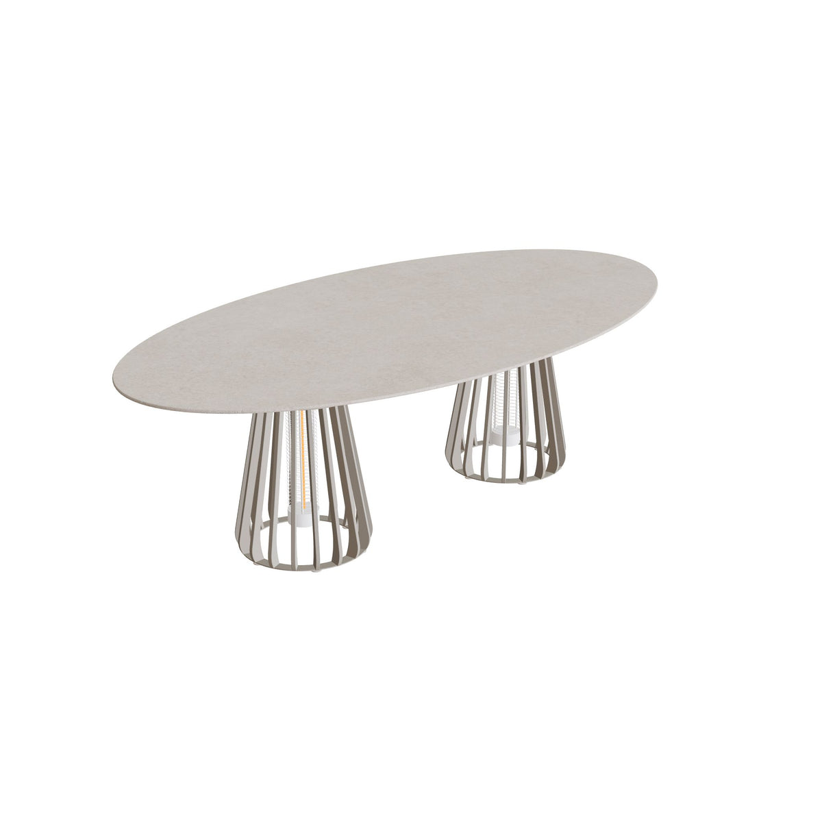 Royal Botania Furniz Tisch Ellipse 250 x 130 cm, Esstisch, Gestell pebble, Keramik grau gesprenkelt (Sienna Arena)