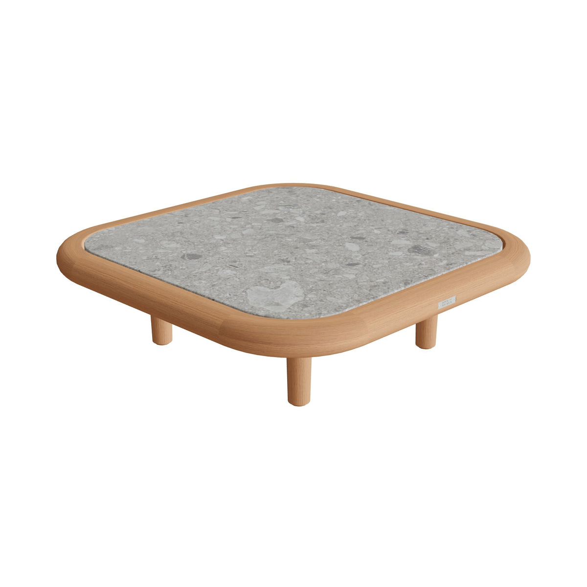 Royal Botania Archy Lounge Loungetisch 75 × 75 cm, Platte Keramik grau gemustert (Ceppo Dolomitica)