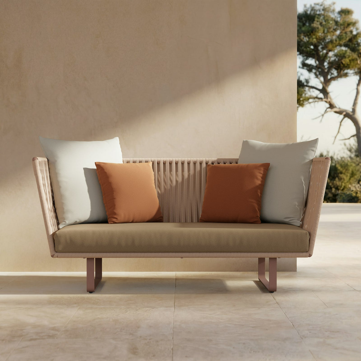 Kettal Bitta Sofa 2-Sitzer Bela Rope 175 cm – Frontansicht