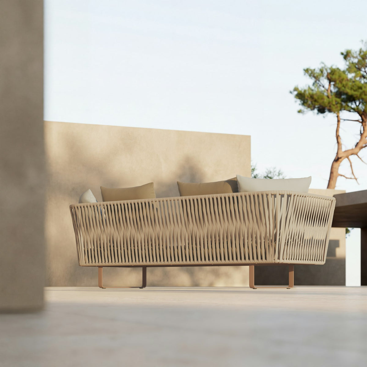 Kettal Bitta Sofa 3-Sitzer Bela Rope 250 cm – Perspektivansicht