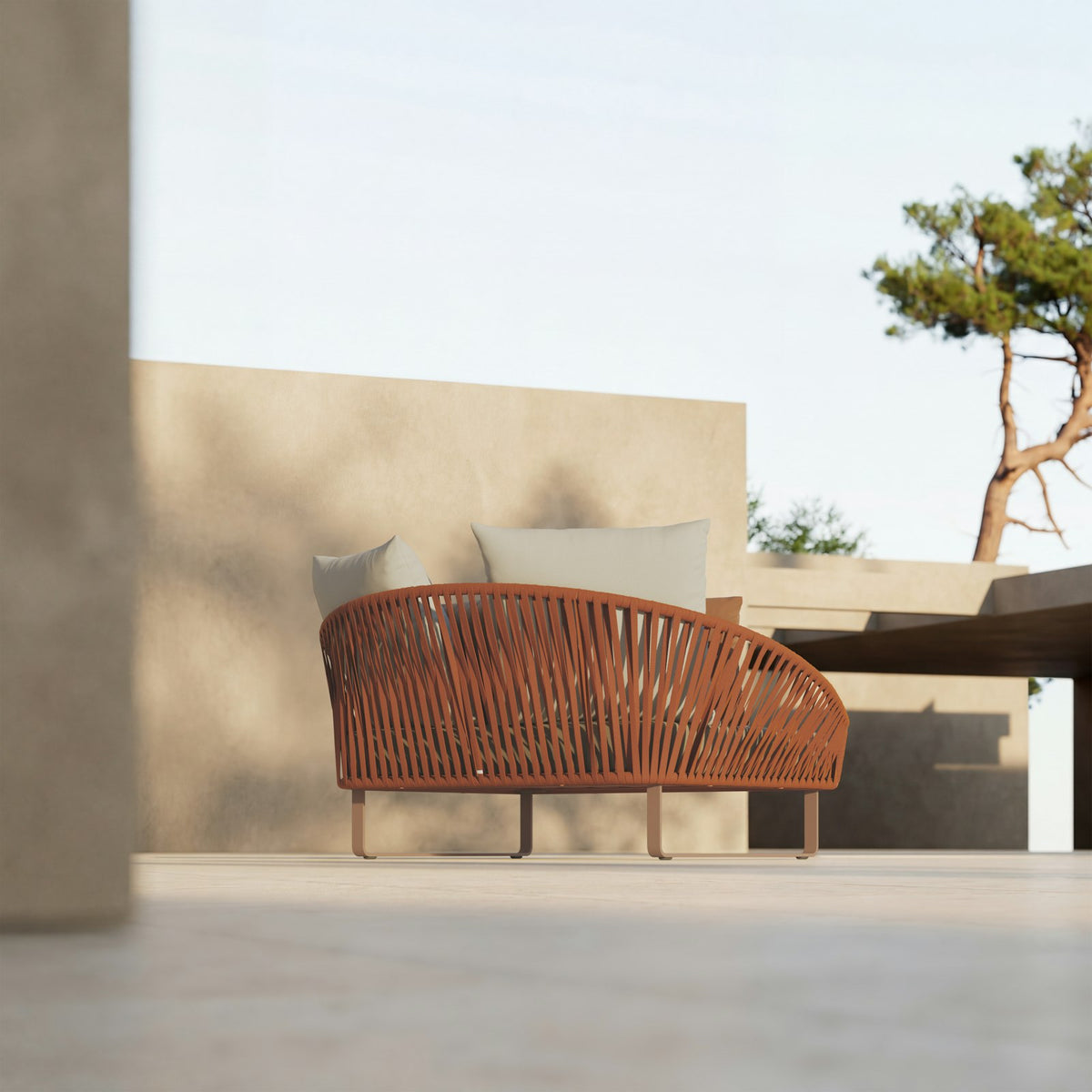 Kettal Bitta Daybed Bela Rope mit Kufen – Perspektivansicht