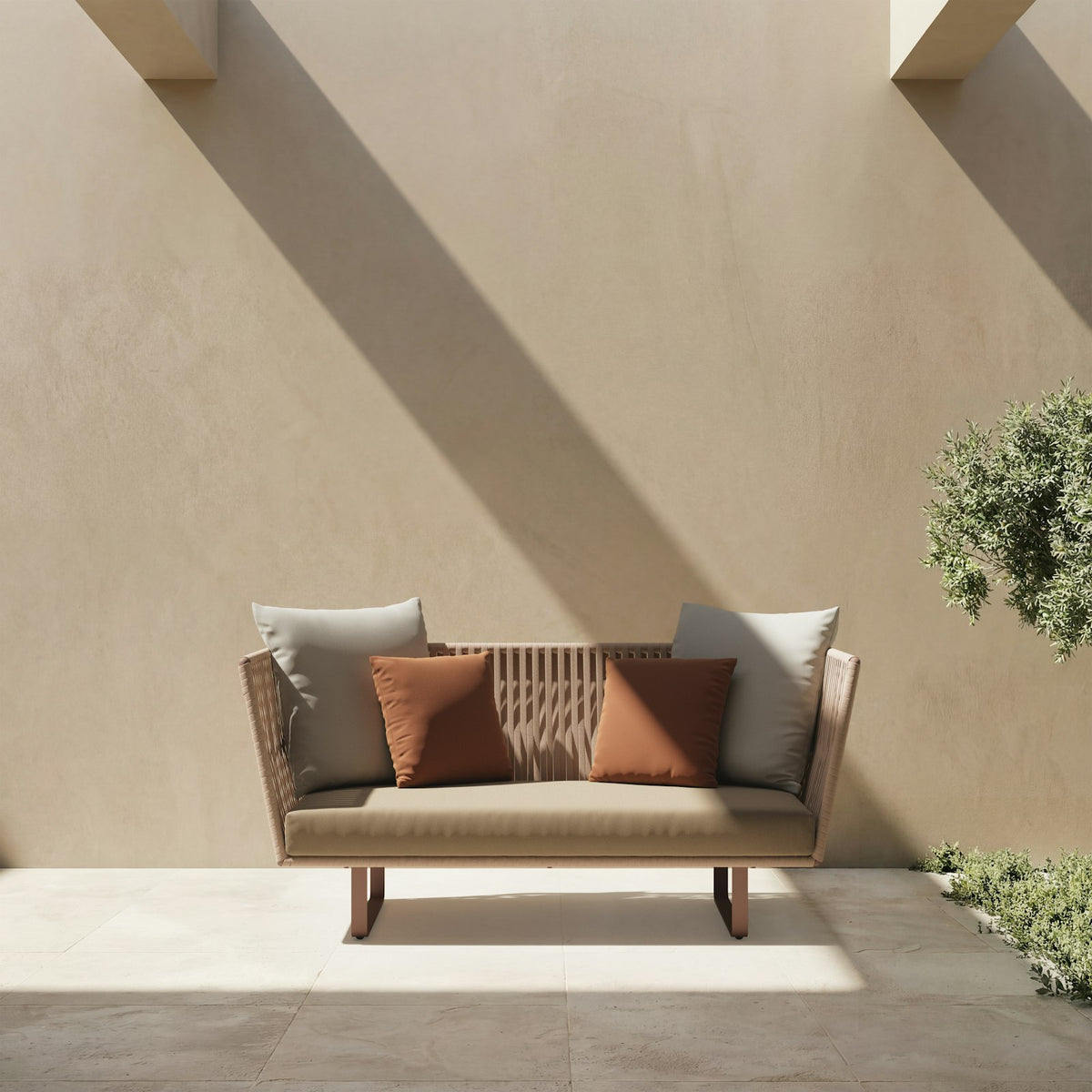 Kettal Bitta Sofa 2-Sitzer Bela Rope 175 cm – Frontansicht schräg