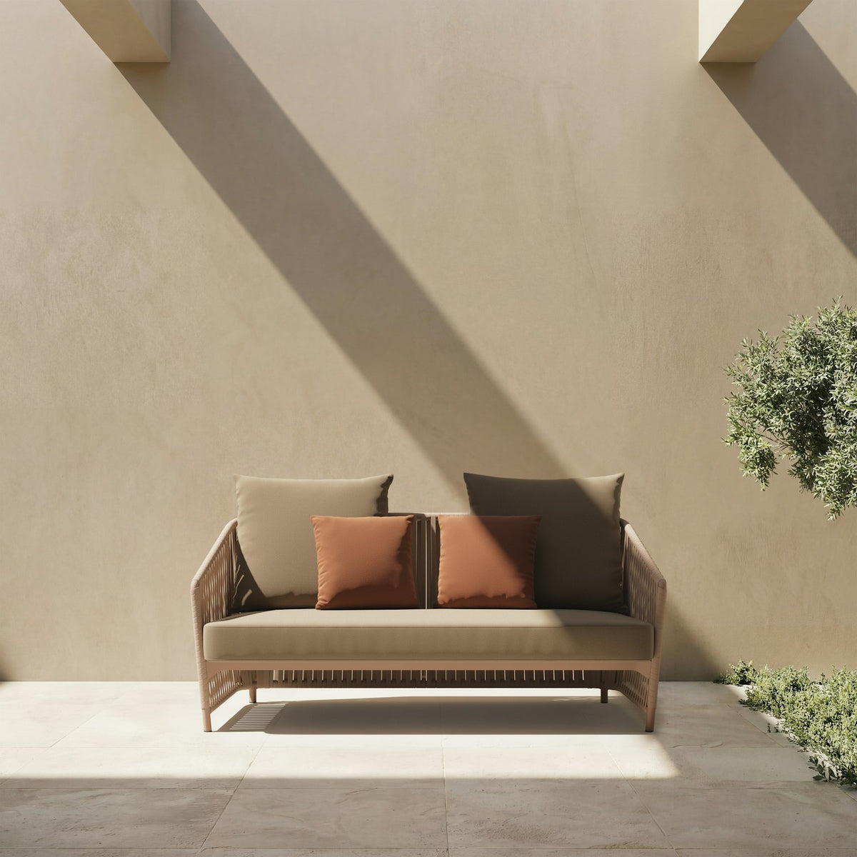 Kettal Bitta Lounge Sofa 2-Sitzer Bela Rope 175 cm – Frontansicht