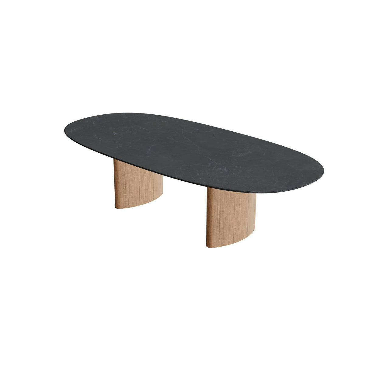 Royal Botania Regaliz Tisch Super-Ellipse 250 x 120 cm – niedriger Esstisch, H 67 cm · Teak geölt · Keramik schwarz (black)