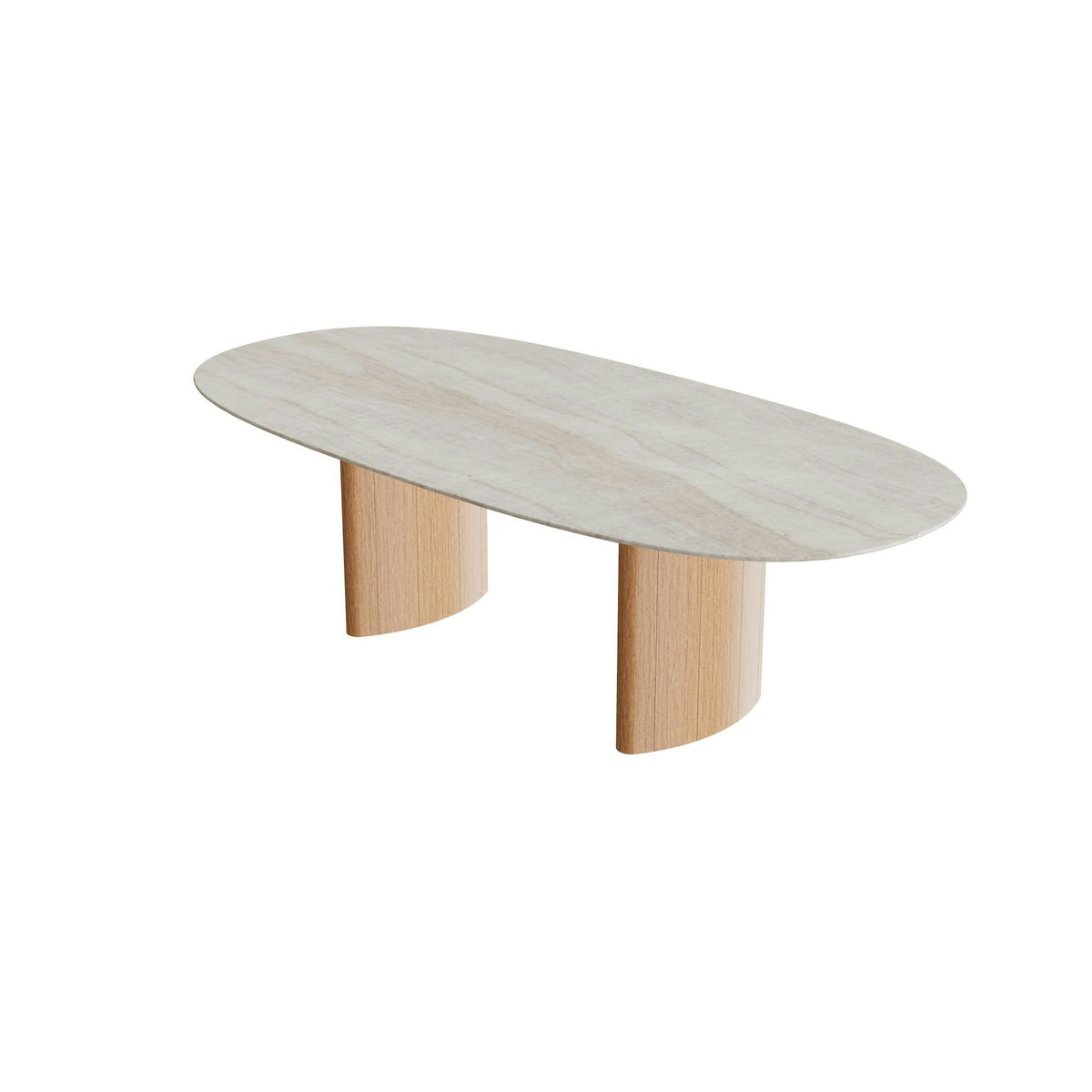 Royal Botania Regaliz Tisch Super-Ellipse 250 x 120 cm – Esstisch, H 75 cm · Teak geölt · Keramik grau-braun geädert (Strato Quartz)