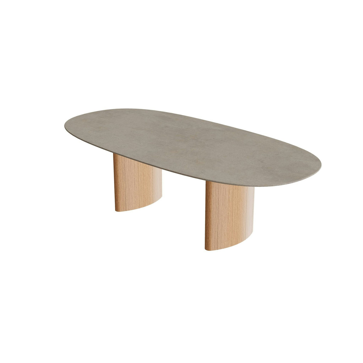Royal Botania Regaliz Tisch Super-Ellipse 250 x 120 cm – Esstisch, H 75 cm · Teak geölt · Keramik graubraun (Terra Sabbia)