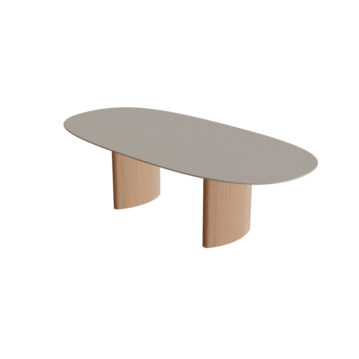 Royal Botania Regaliz Tisch Super-Ellipse 250 x 120 cm, Esstisch, Fuß Teak, Keramik perlgrau (Pearl Grey)