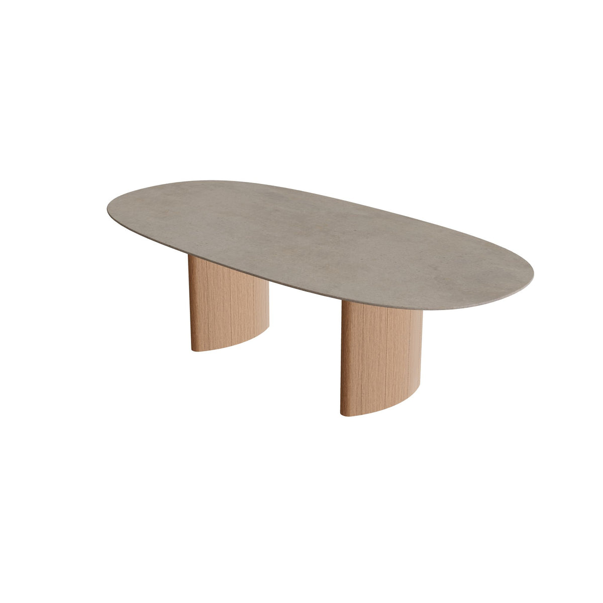 Royal Botania Regaliz Tisch Super-Ellipse 250 x 120 cm, Esstisch, Fuß Teak, Keramik graubraun (Terra Sabbia)