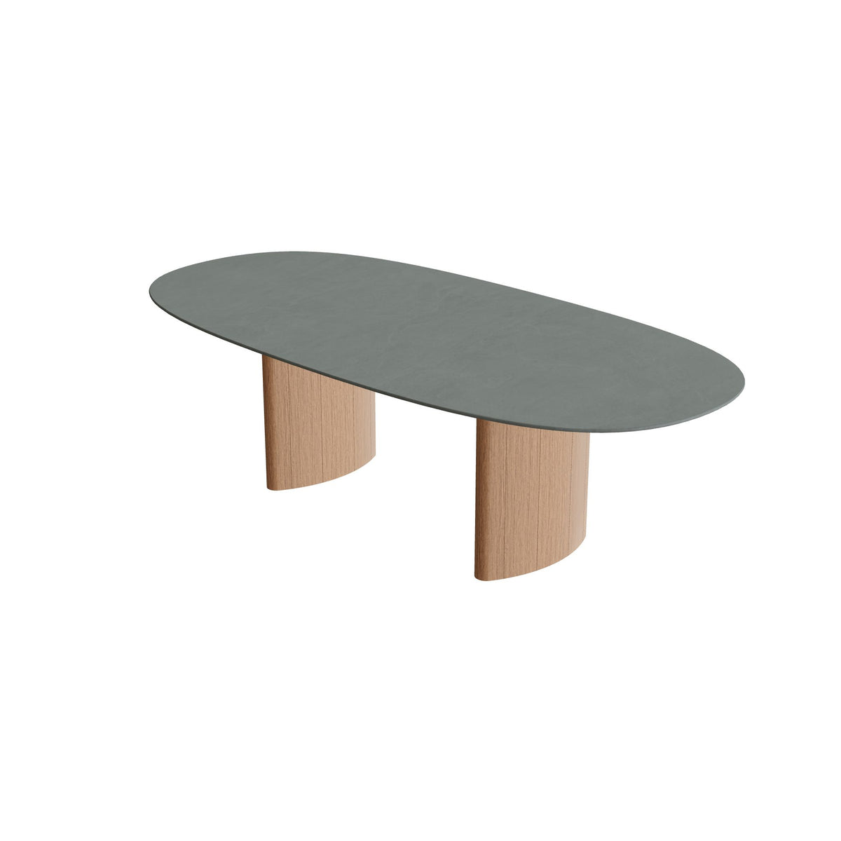 Royal Botania Regaliz Tisch Super-Ellipse 250 x 120 cm, Esstisch, Fuß Teak, Keramik steingrün (Verdezza Amazon)