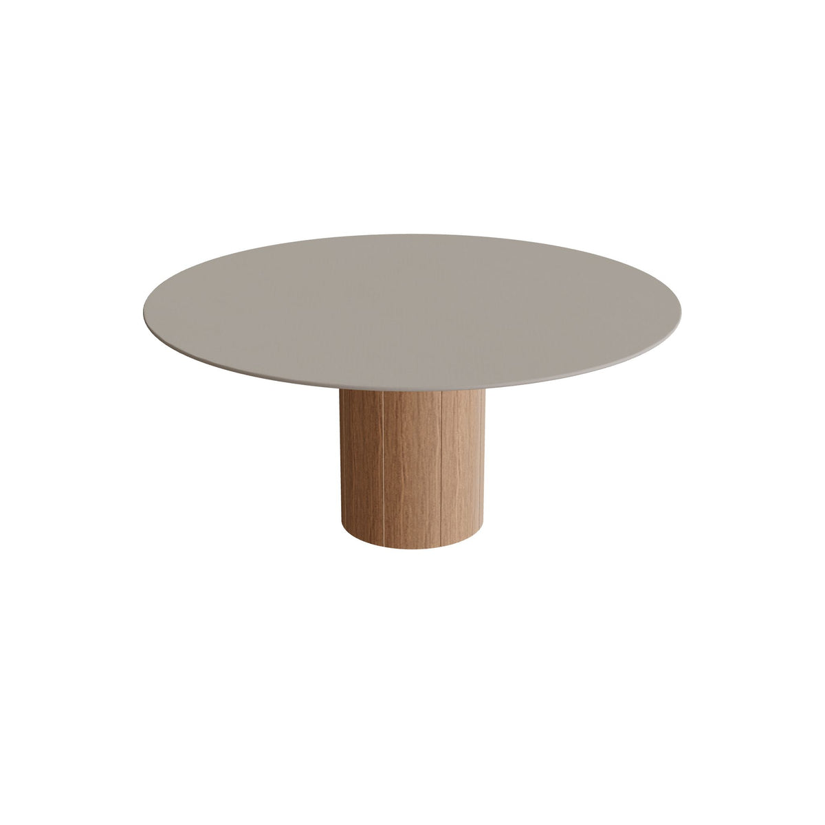 Royal Botania Regaliz Tisch rund 160 cm, Esstisch, Fuß Teak, Keramik perlgrau (Pearl Grey)