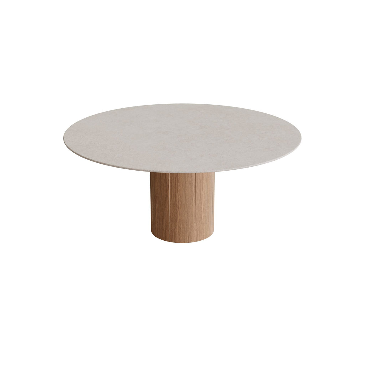 Royal Botania Regaliz Tisch rund 160 cm, Esstisch, Fuß Teak, Keramik grau gesprenkelt (Sienna Arena)