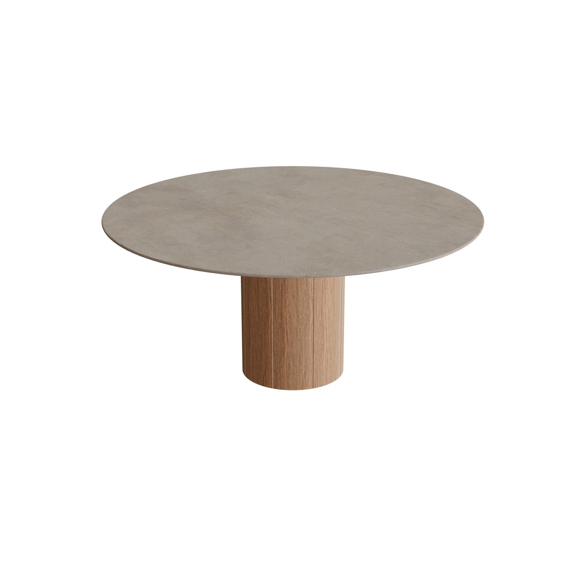 Royal Botania Regaliz Tisch rund 160 cm, Esstisch, Fuß Teak, Keramik graubraun (Terra Sabbia)