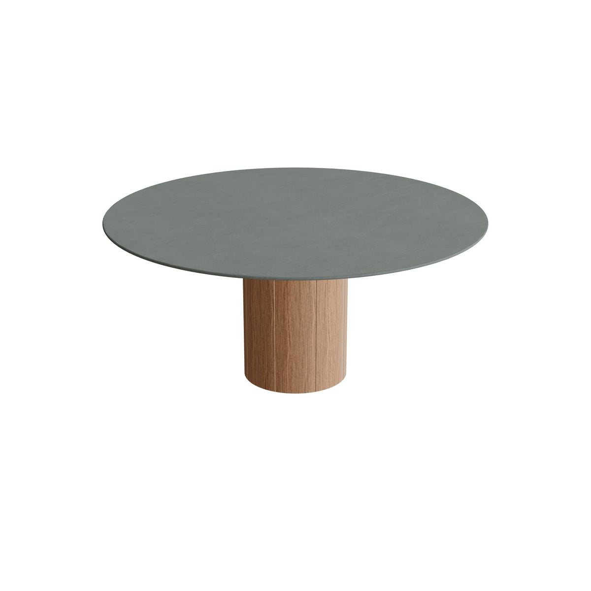 Royal Botania Regaliz Tisch rund 160 cm, Esstisch, Fuß Teak, Keramik steingrün (Verdezza Amazon)