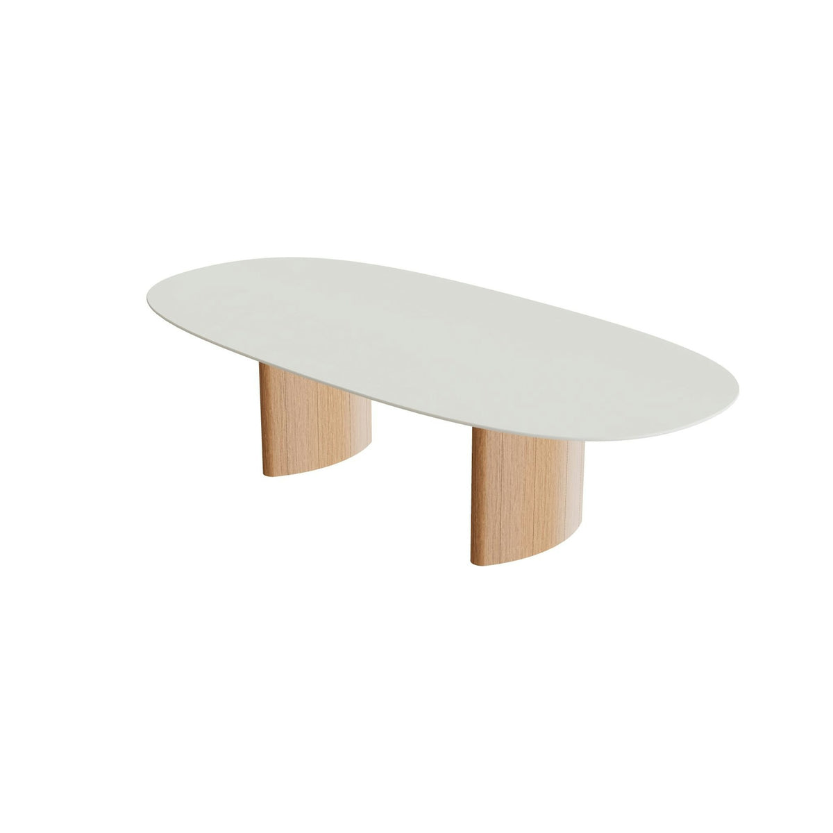 Royal Botania Regaliz Tisch Super-Ellipse 250 x 120 cm – niedriger Esstisch, H 67 cm · Teak geölt · Keramik weiß (white)