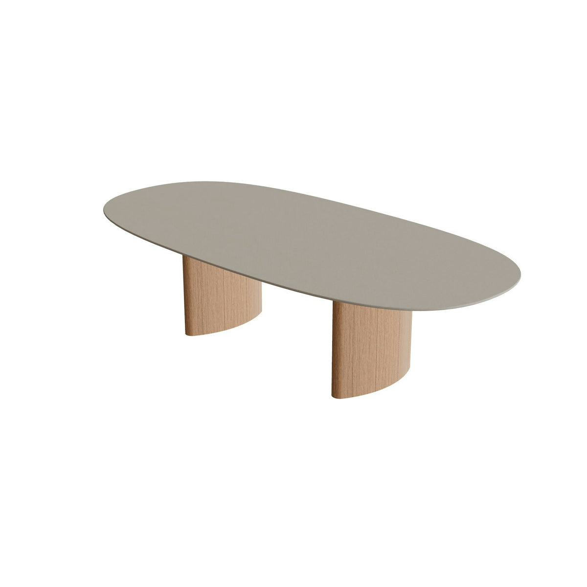 Royal Botania Regaliz Tisch Super-Ellipse 250 x 120 cm – niedriger Esstisch, H 67 cm · Teak · Keramik perlgrau (Pearl Grey)