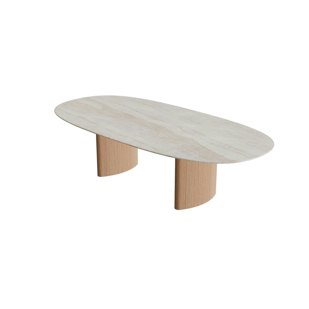 Royal Botania Regaliz Tisch Super-Ellipse 250 x 120 cm – niedriger Esstisch, H 67 cm · Teak · Keramik grau-braun geädert (Strato Quartz)