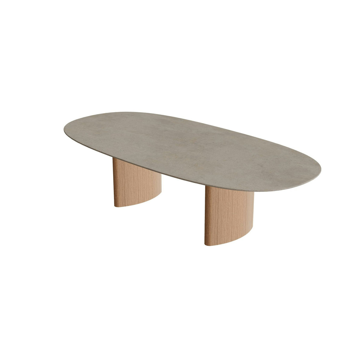 Royal Botania Regaliz Tisch Super-Ellipse 250 x 120 cm – niedriger Esstisch, H 67 cm · Teak · Keramik graubraun (Terra Sabbia)