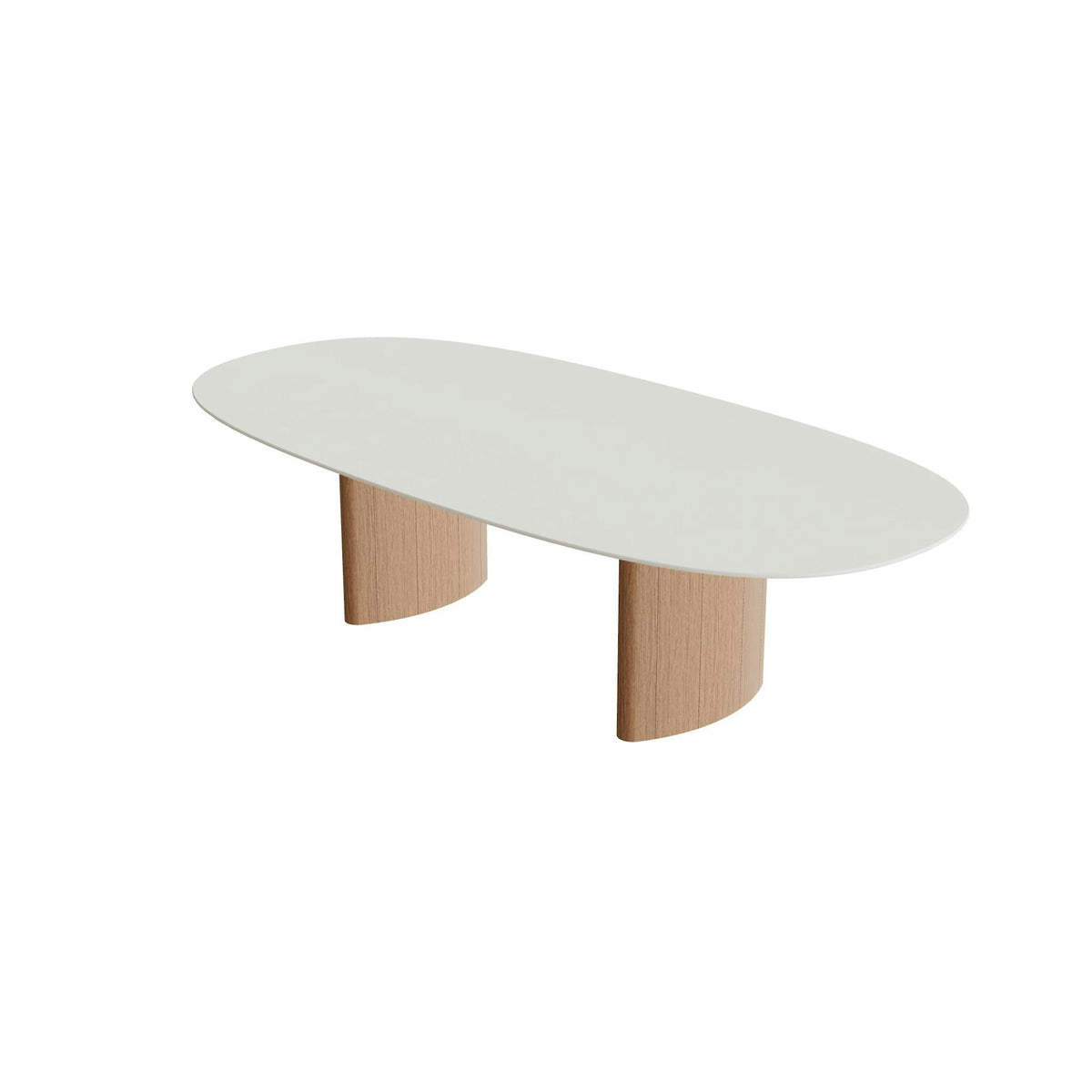 Royal Botania Regaliz Tisch Super-Ellipse 250 x 120 cm – niedriger Esstisch, H 67 cm · Teak · Keramik weiß (white)