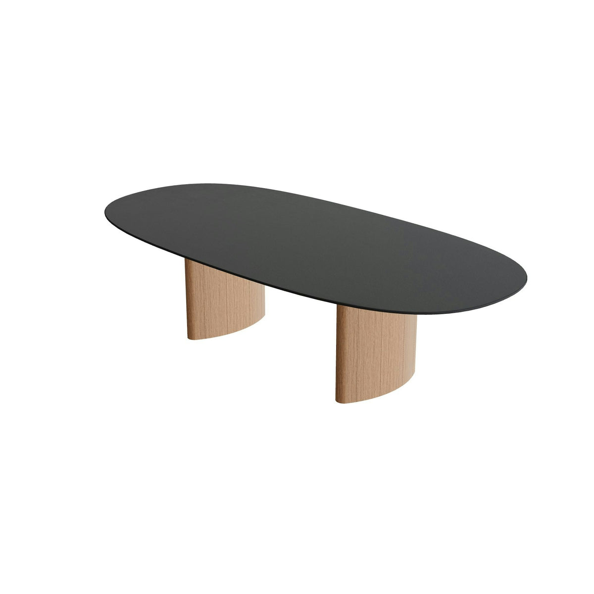 Royal Botania Regaliz Tisch Super-Ellipse 250 x 120 cm – niedriger Esstisch, H 67 cm · Teak · Keramik schwarz (black)