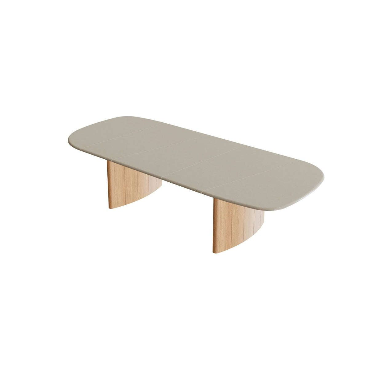Royal Botania Regaliz Segmenttisch 310 x 130 cm – niedriger Esstisch, H 67 cm · Teak geölt · Lavastein emailliert moon