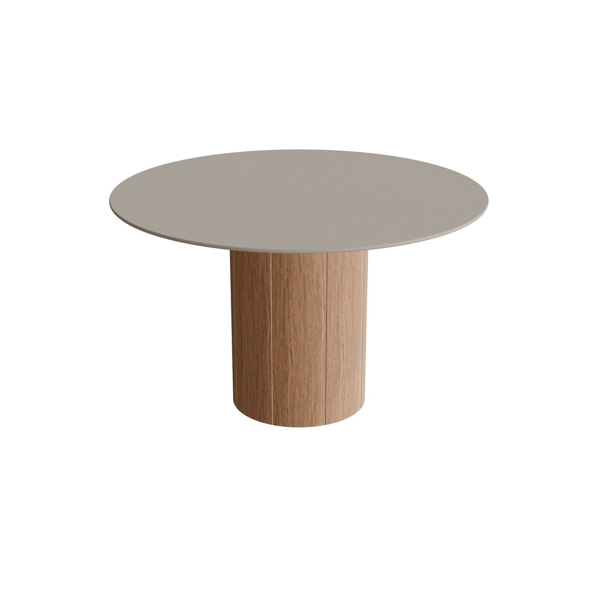 Royal Botania Regaliz Tisch rund 120 cm, Esstisch, Fuß Teak, Keramik perlgrau (Pearl Grey)